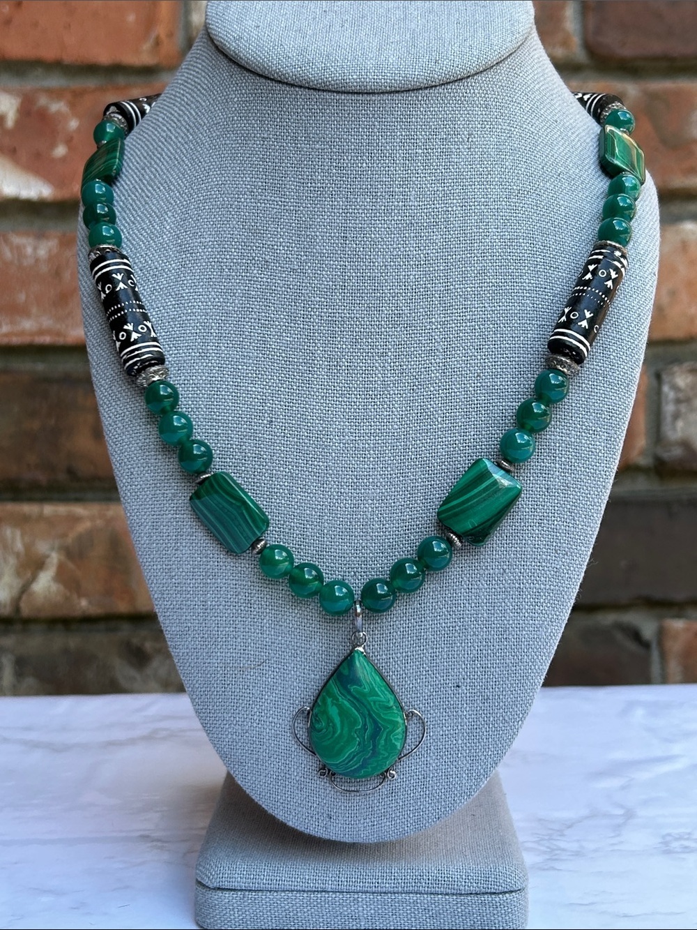 Handmade Green Malachite Pendant Necklace